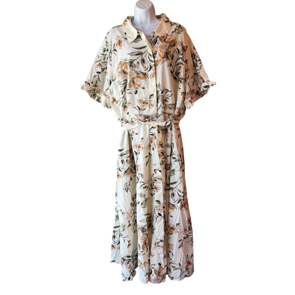 Calvin Klein Floral Shirt Dress Plus Size 22W New With Tags Cottagecore‎